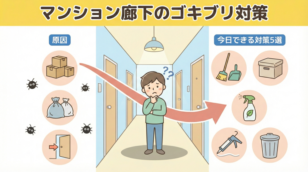 マンション廊下にゴキブリが出る原因と二度と表れないようにする対策5選のアイキャッチ画像
