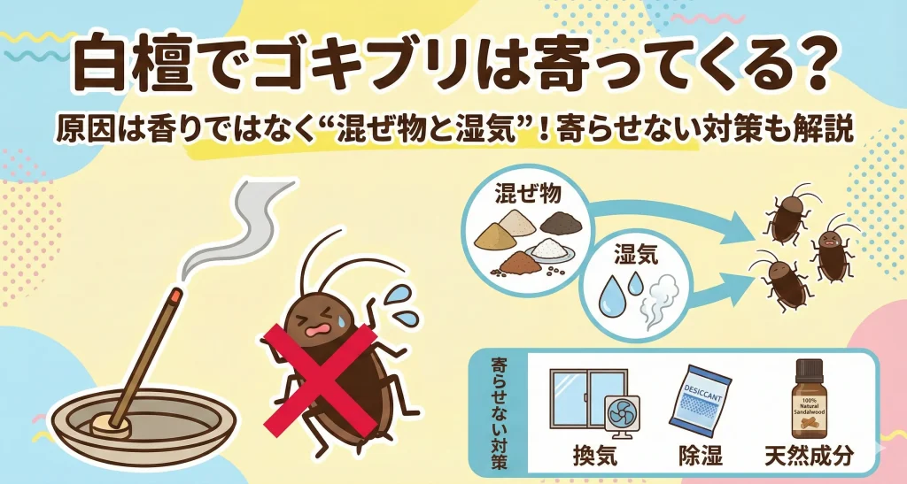 白檀でゴキブリは寄ってくる？原因は香りではなく“混ぜ物と湿気”！寄らせない対策も解説