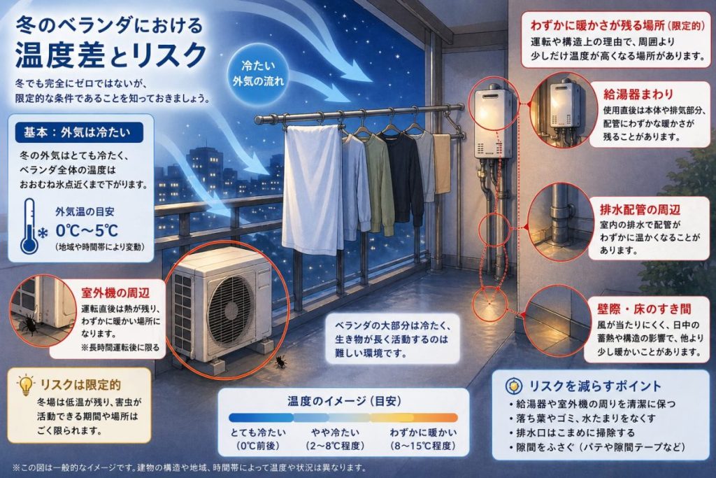 冬のベランダでもゴキブリリスクはゼロではない