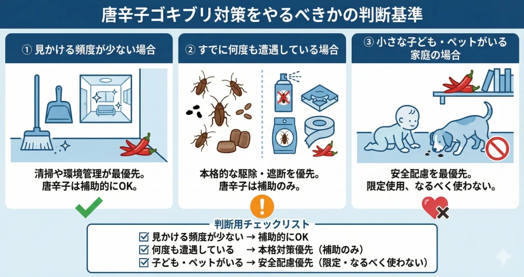 唐辛子ゴキブリ対策をやるべきかの判断基準