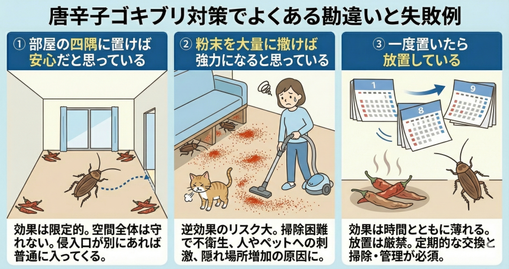 唐辛子ゴキブリ対策でよくある勘違いと失敗例