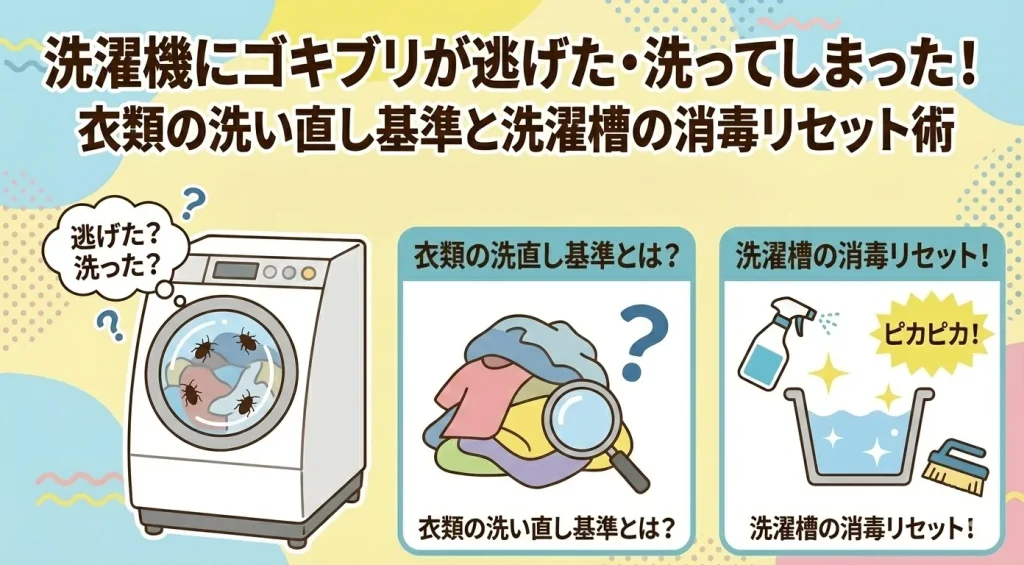 洗濯機にゴキブリが逃げた・洗ってしまった！衣類の洗い直し基準と洗濯槽の消毒リセット術