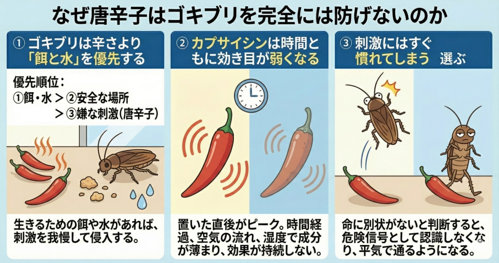 なぜ唐辛子はゴキブリを完全には防げないのか