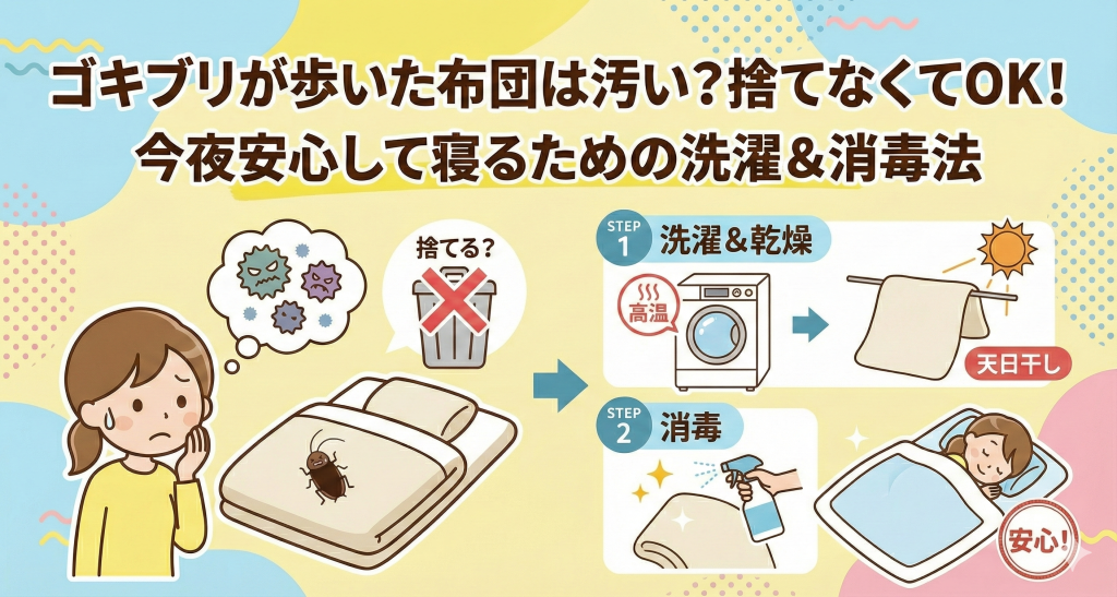 ゴキブリが歩いた布団は汚い？捨てなくてOK！今夜安心して寝るための洗濯＆消毒法