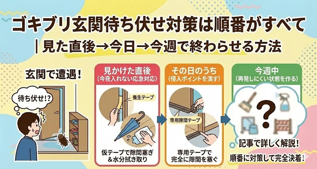 ゴキブリ玄関待ち伏せ対策は順番がすべて｜見た直後→今日→今週で終わらせる方法