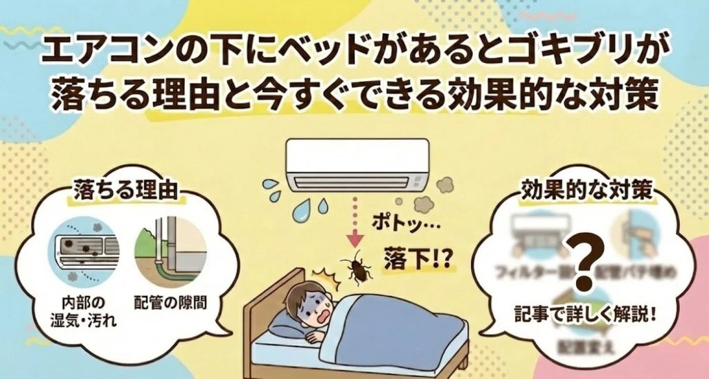エアコンの下にベッドがあるとゴキブリが落ちる理由と今すぐできる効果的な対策
