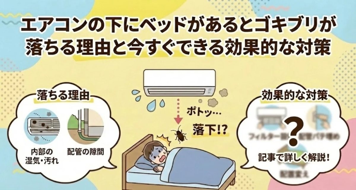 エアコンの下にベッドがあるとゴキブリが落ちる理由と今すぐできる効果的な対策