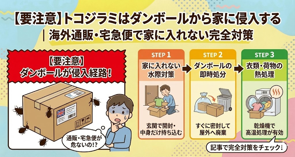 【要注意】トコジラミはダンボールから家に侵入する｜海外通販・宅急便で家に入れない完全対策