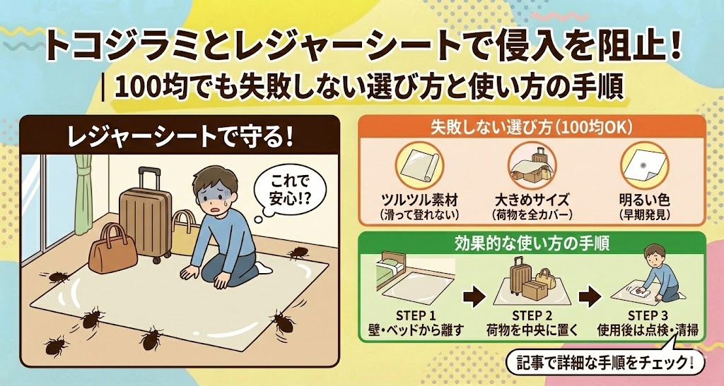 トコジラミとレジャーシートで侵入を阻止！100均でも失敗しない選び方と使い方の手順