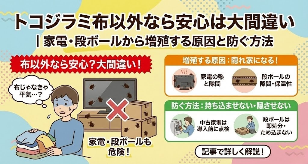 トコジラミ布以外なら安心は大間違い｜家電・段ボールから増殖する原因と防ぐ方法