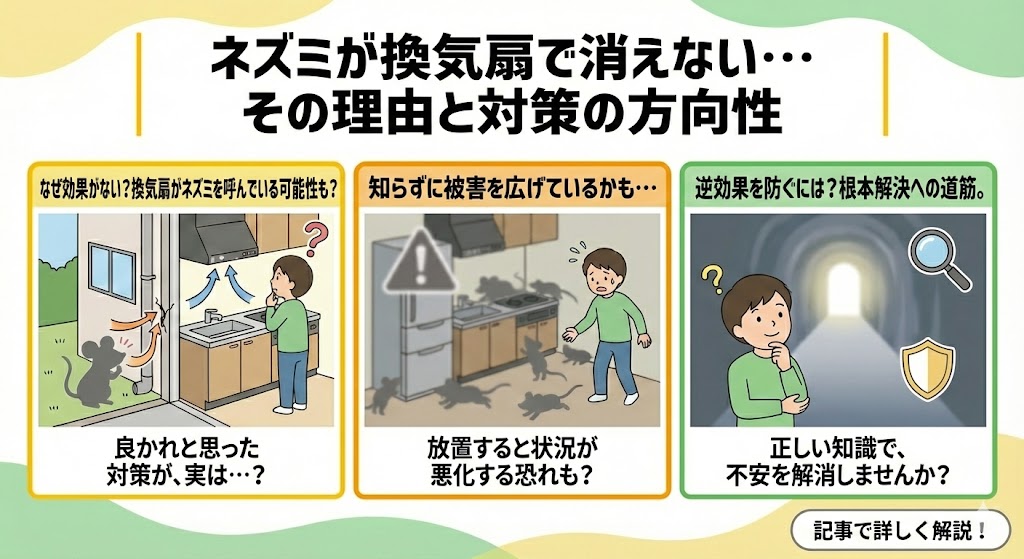 ネズミが換気扇を回しても消えない理由｜逆効果を防ぐ今すぐ3手順