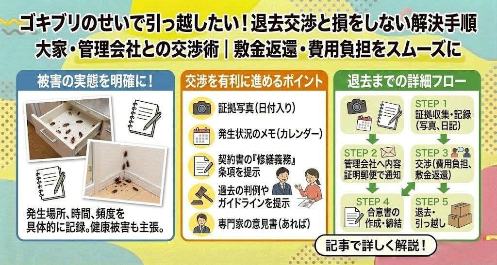 ゴキブリのせいで引っ越したい際の退去交渉と損をしない解決手順