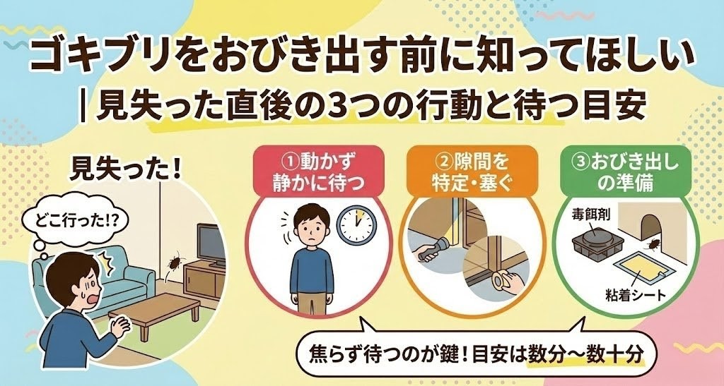 ゴキブリをおびき出す前に知ってほしい｜見失った直後の3つの行動と待つ目安