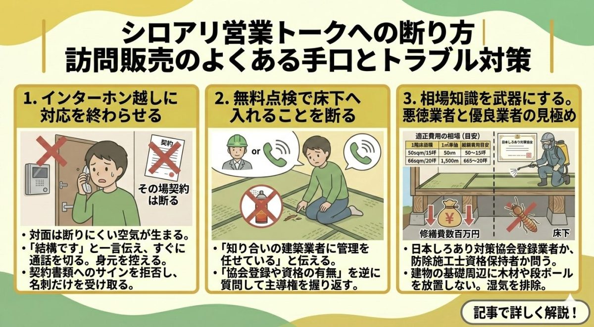 シロアリ営業トークへの断り方｜訪問販売のよくある手口とは