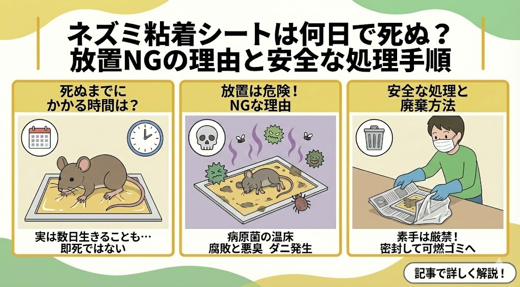 ネズミ粘着シートは何日で死ぬ？放置NGの理由と安全な処理手順