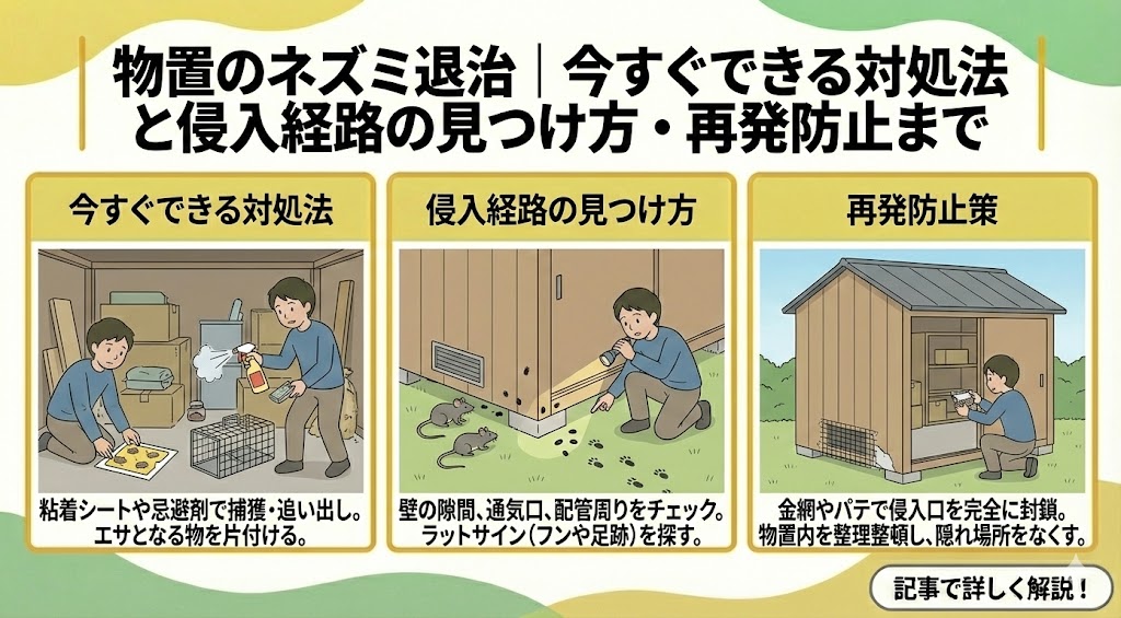 物置のネズミ退治｜今すぐできる対処法と侵入経路の見つけ方・再発防止まで