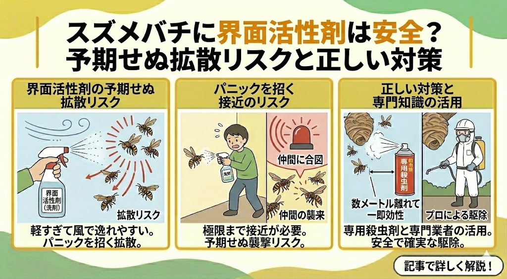 スズメバチに界面活性剤(洗剤)は本当に効く？危険な理由と安全な対処法