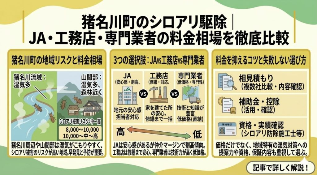 猪名川町のシロアリ駆除｜JA・工務店・専門業者の料金相場を徹底比較