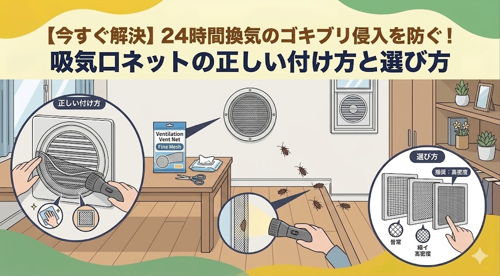 【今すぐ解決】24時間換気のゴキブリ侵入を防ぐ！吸気口ネットの正しい付け方と選び方