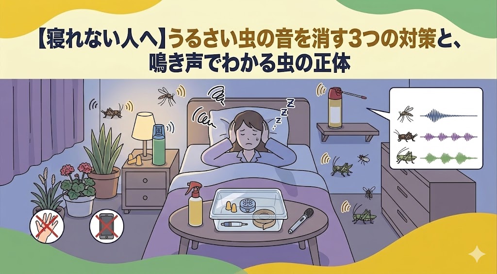 ​【寝れない人へ】うるさい虫の音を消す3つの対策と、鳴き声でわかる虫の正体