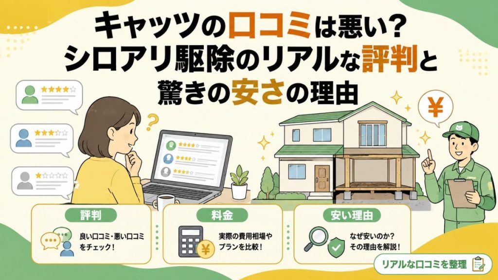 キャッツの口コミは悪い？シロアリ駆除のリアルな評判と驚きの安さの理由