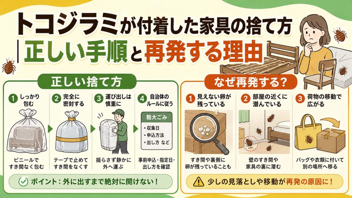 トコジラミが付着した家具の捨て方｜正しい手順と再発する理由